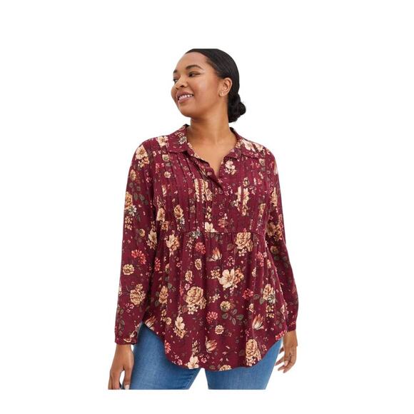 Torrid babydoll silhouette floral print top size m - Picture 4 of 9